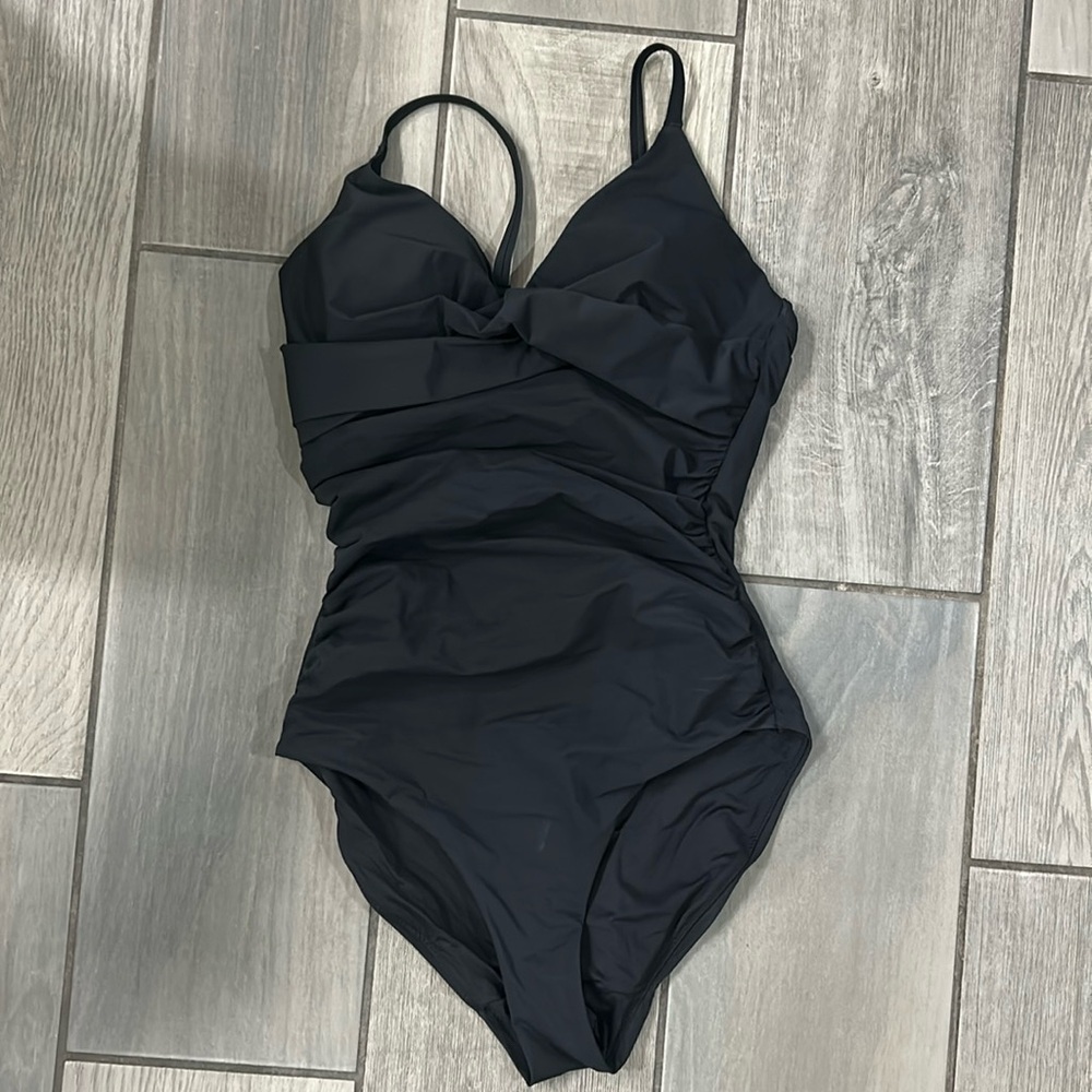 POPILUSH Shapewear Ruched Cross-Front Sculpting One-Piece Swimsuit - NWOT - Picture 6 of 8